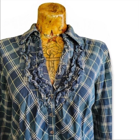 Blue Plaid Button-Up Shirt - Picture 4 of 4